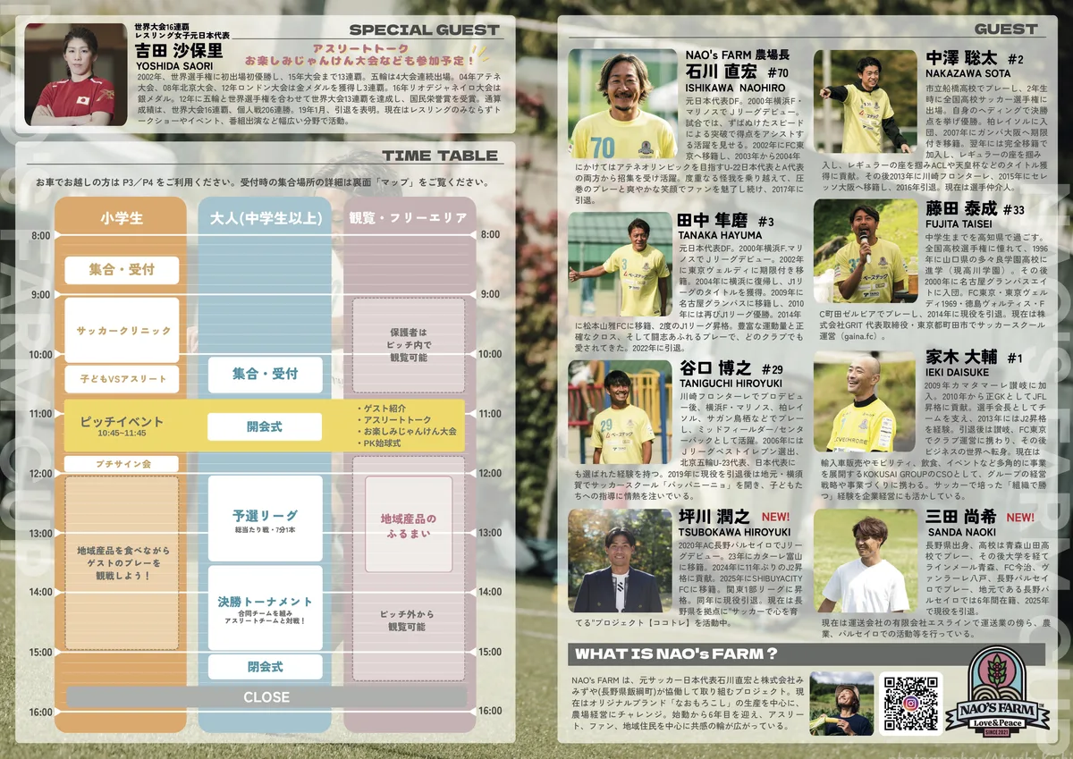 NAO's FARM CUP 2026 公式パンフレット 中面・ゲスト紹介